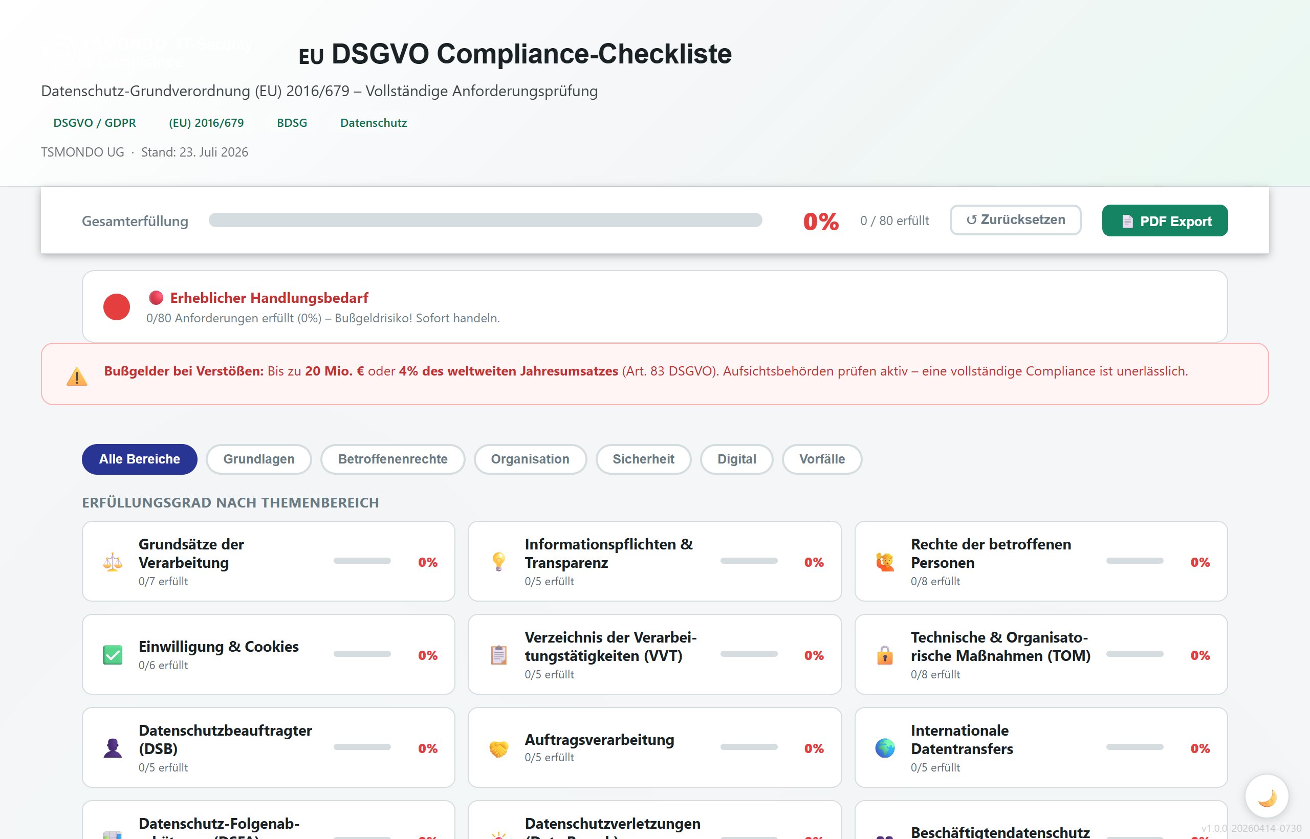 DSGVO Compliance-Checkliste – Ansicht 1