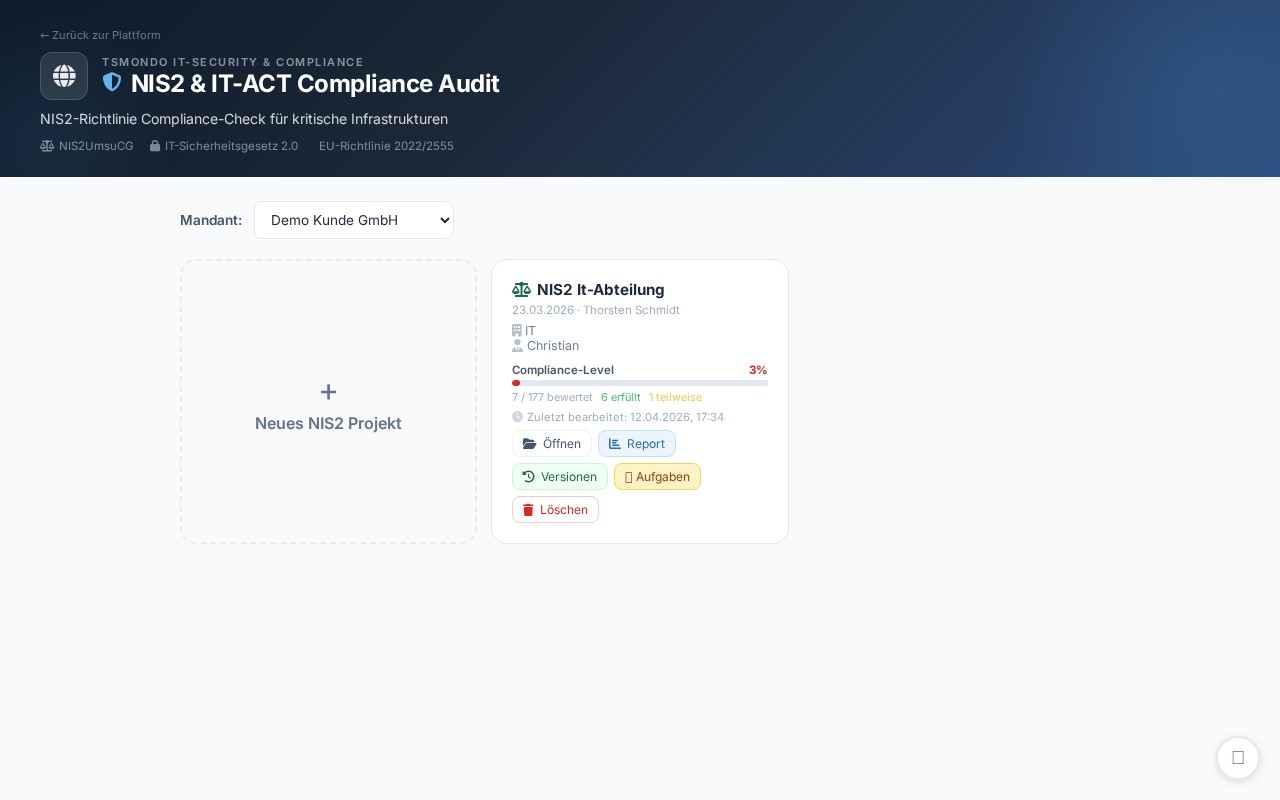 NIS-2 Manager Software Screenshot
